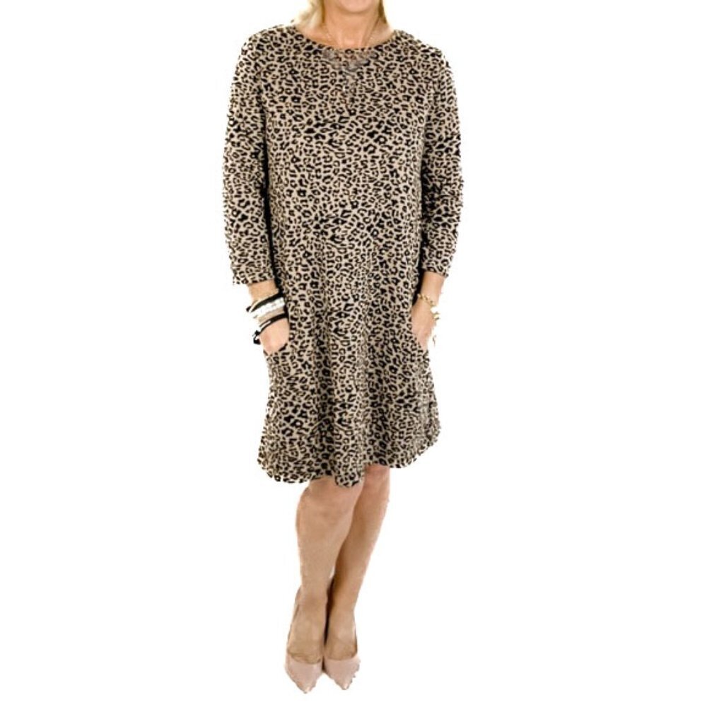 Massini Leopard Dress with Pockets Large